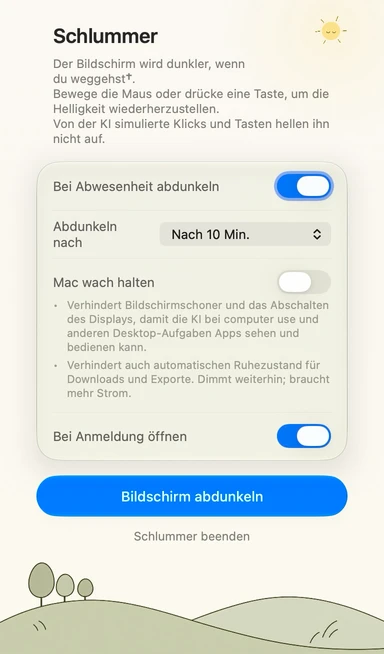 Schlummer-Einstellungen auf Deutsch · Tag